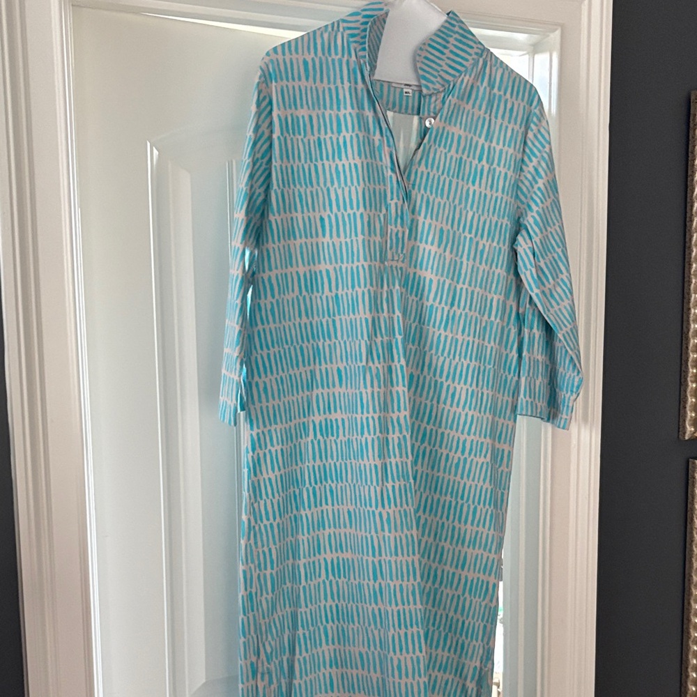 Relaxed Light Teal Patterned Maxi Dress - Women